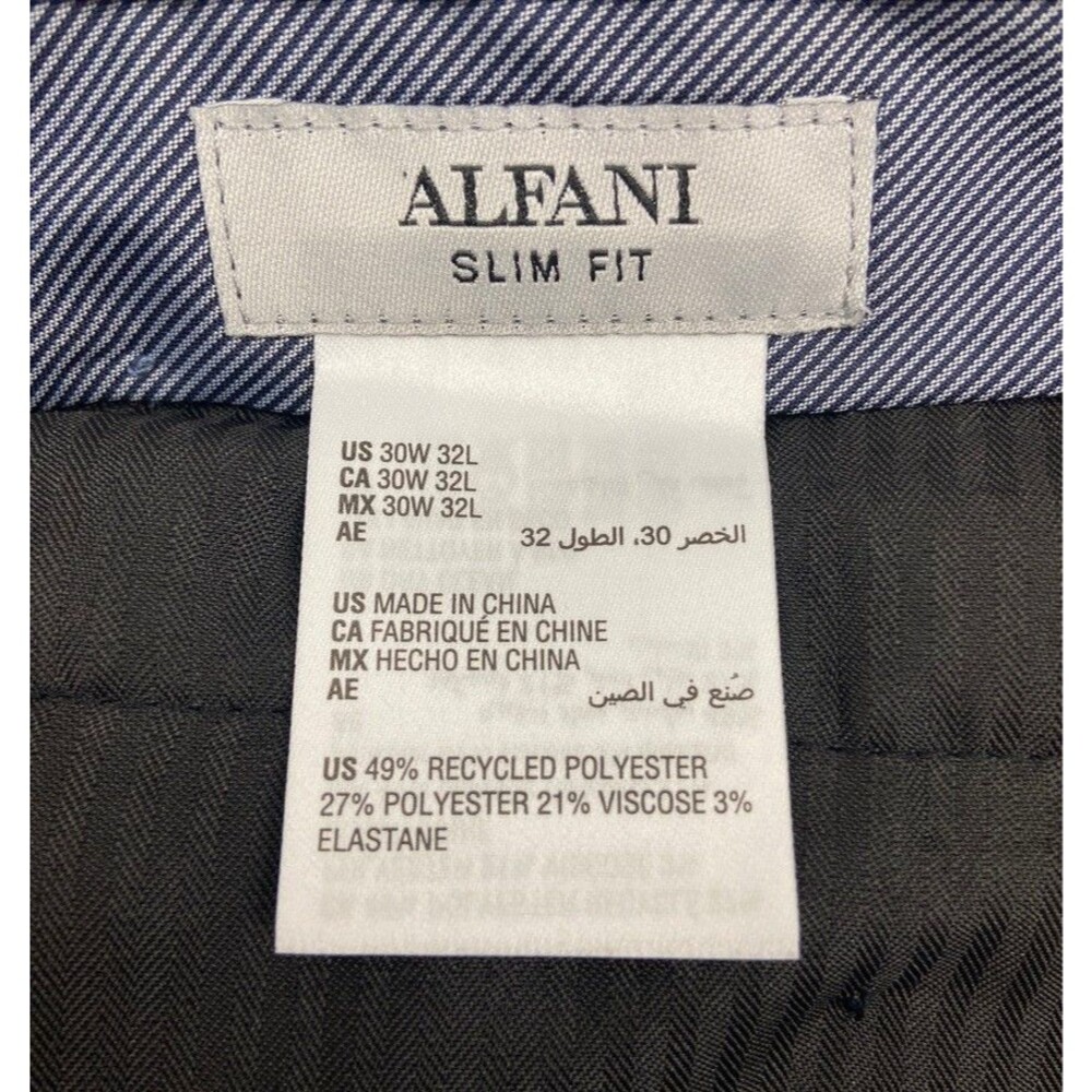 $135 BRAND NEW ALFANI Mens 30x32 Solid Blue Soft Slim Fit Dress Pants/Slacks - Picture 6 of 7